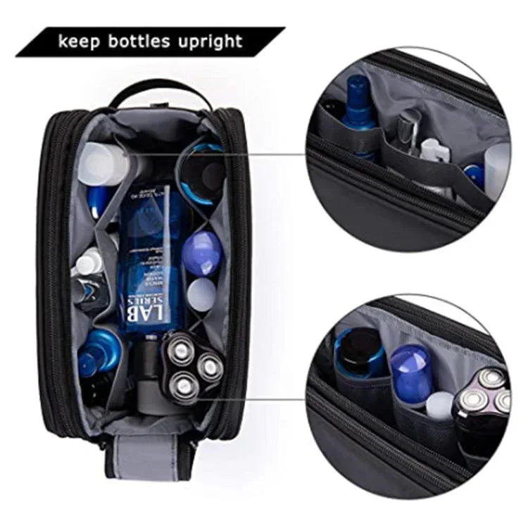 Grey Stylish Waterproof Travel Toiletry Bag Organizer - Large Capacity Shaving Kit & Makeup Case(Makeup is a prop for shooting and is not included) - Mekamart Australia