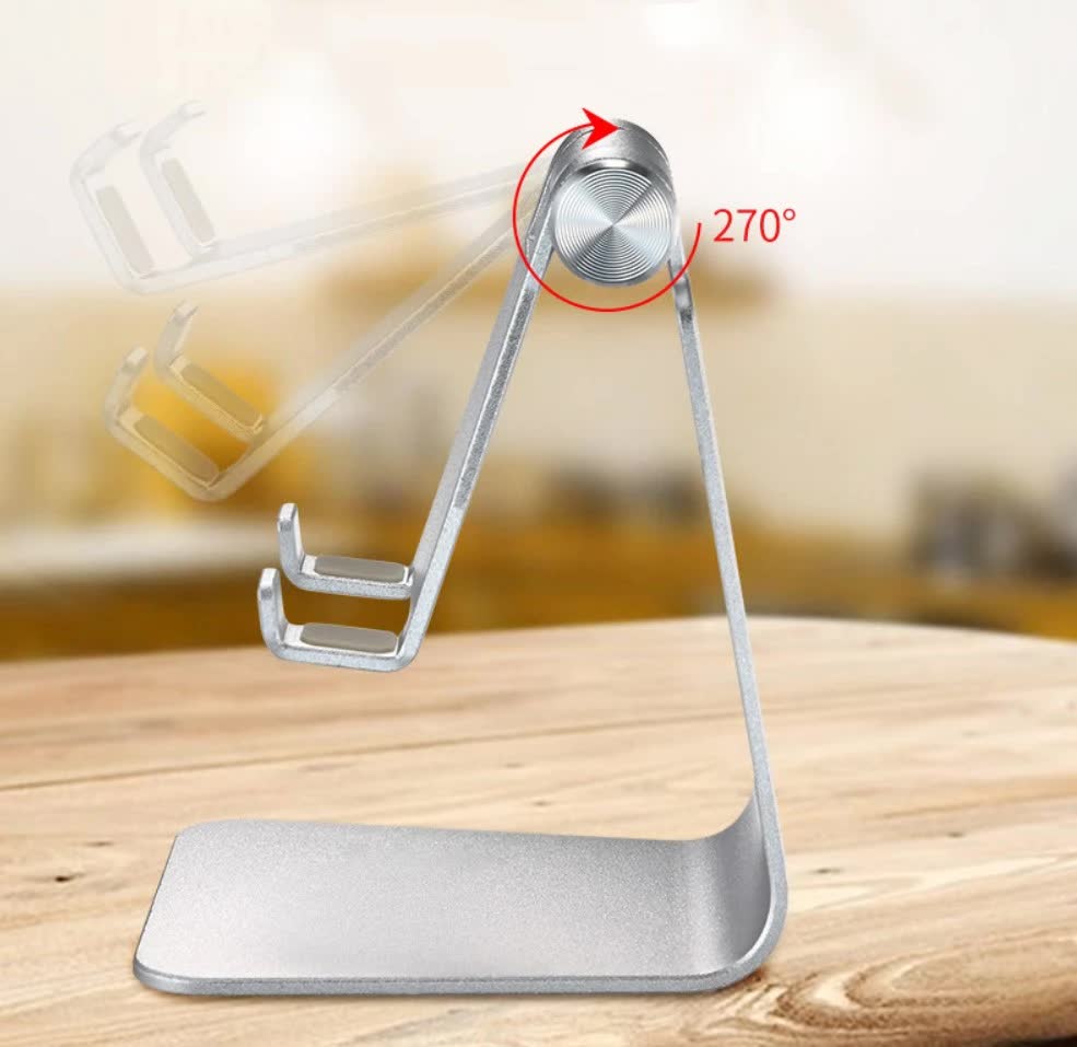 2 Pcs Black Foldable Aluminum Alloy Phone & Tablet Stand - Adjustable Portable Desktop Holder