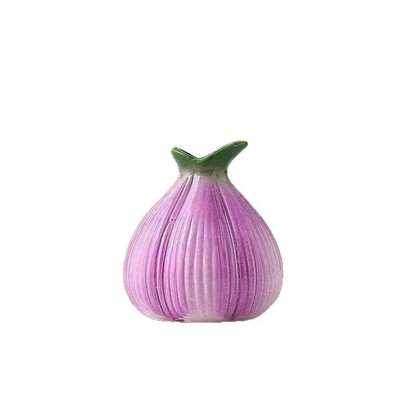 2 Pcs Purple Creative Onion-Shaped Ceramic Vase for Hydroponic Plants - Cute INS Style Floral Decor for Living Room or Office - Mekamart Australia