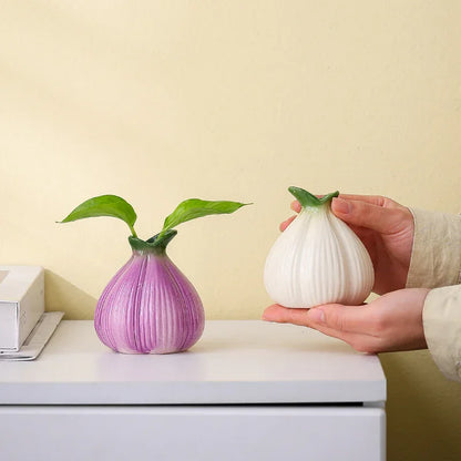 2 Pcs Purple Creative Onion-Shaped Ceramic Vase for Hydroponic Plants - Cute INS Style Floral Decor for Living Room or Office - Mekamart Australia