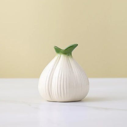 2 Pcs White Creative Onion-Shaped Ceramic Vase for Hydroponic Plants - Cute INS Style Floral Decor for Living Room or Office - Mekamart Australia