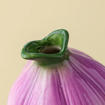 2 Pcs Creative Onion-Shaped Ceramic Vase for Hydroponic Plants - Cute INS Style Floral Decor for Living Room or Office(1 purple + 1 white) - Mekamart Australia