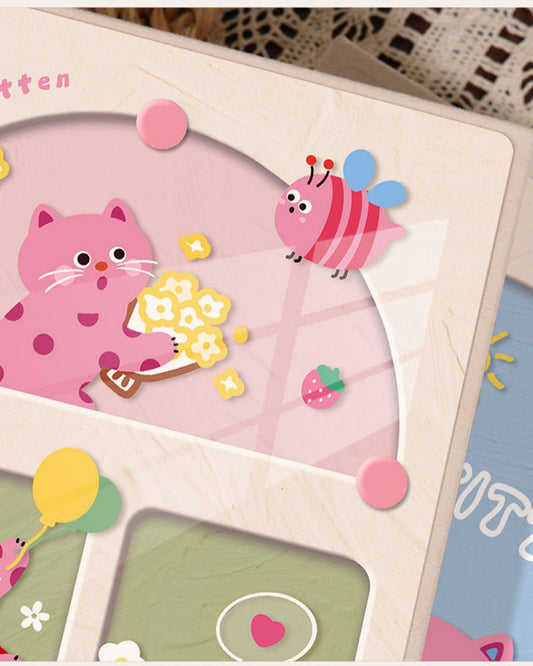 Cover 3 Colorful 7-Inch 100-Photo Cartoon Cat Album - Large Capacity Family Photo Storage Book with Suede and Crystal Cover