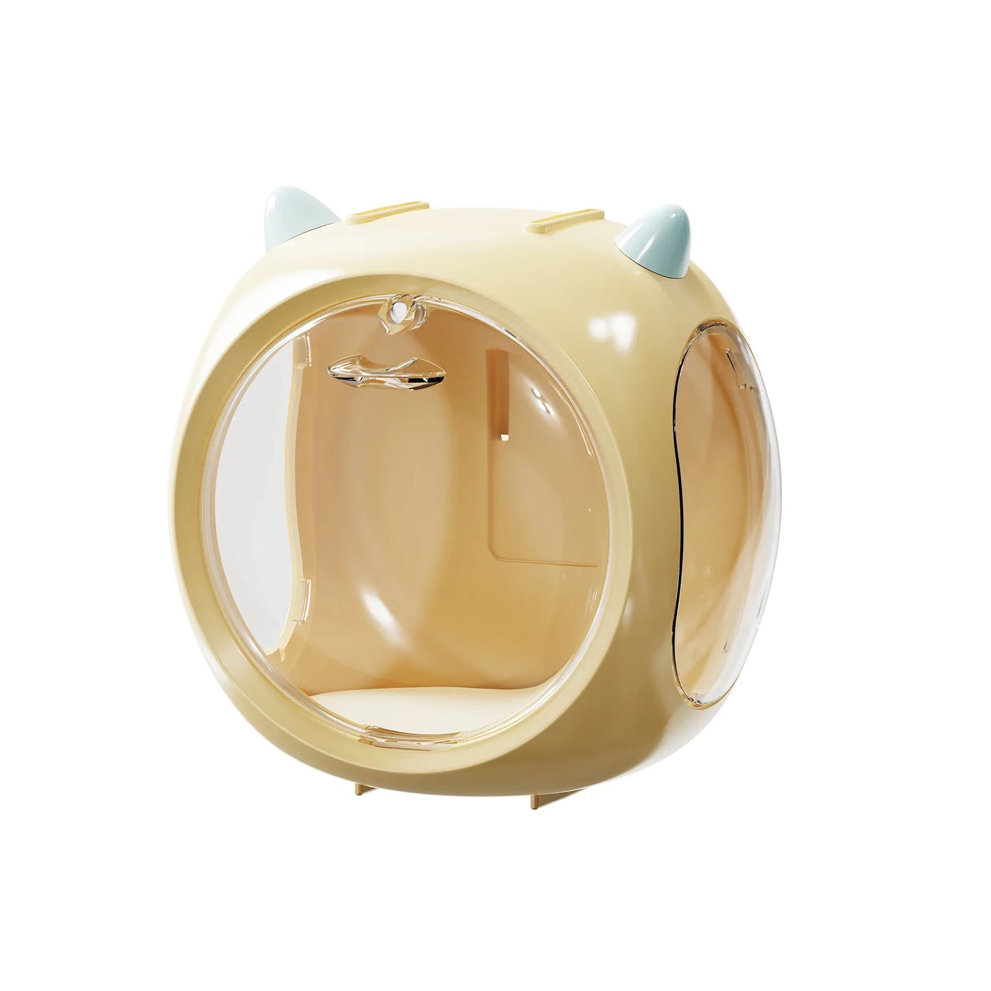 Yellow And Blue Horn Acrylic Blind Box Display Case - Transparent Dustproof Storage for Figures and Collectibles(The model is a shooting prop and is not included) - Mekamart Australia