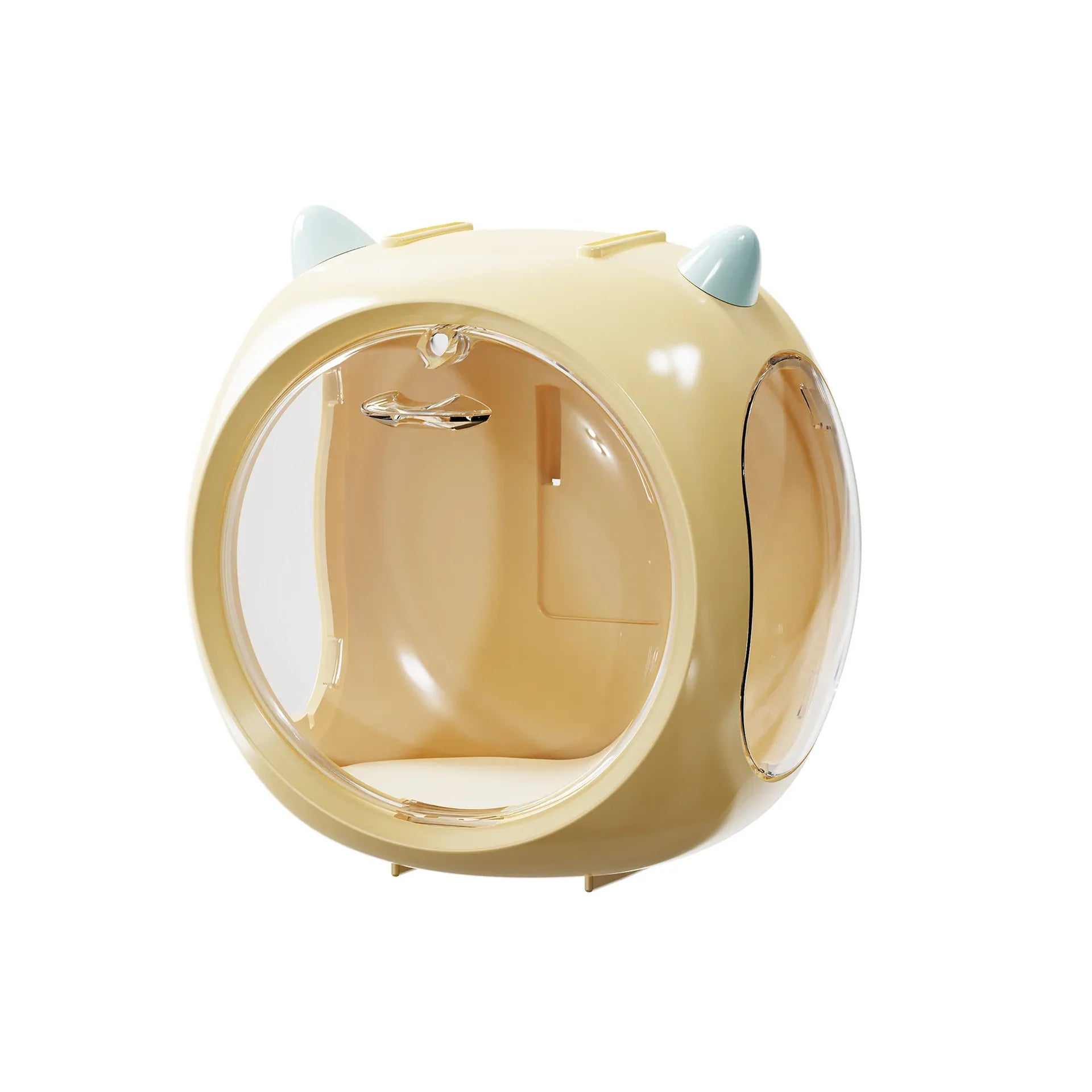Yellow And Blue Horn Acrylic Blind Box Display Case - Transparent Dustproof Storage for Figures and Collectibles(The model is a shooting prop and is not included) - Mekamart Australia