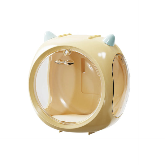 Yellow And Blue Horn Acrylic Blind Box Display Case - Transparent Dustproof Storage for Figures and Collectibles(The model is a shooting prop and is not included) - Mekamart Australia