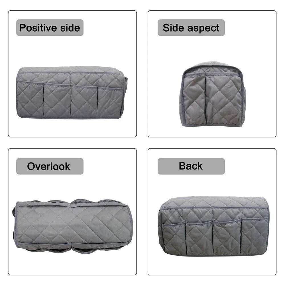 2 Pcs Black Quilted Sofa Armrest Organizer Caddy - Multi-Pocket Remote Control Holder Bag - Mekamart Australia