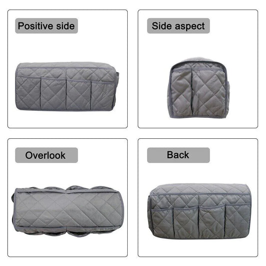 2 Pcs Blue Quilted Sofa Armrest Organizer Caddy - Multi-Pocket Remote Control Holder Bag - Mekamart Australia