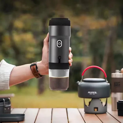 Black 3-in-1 Portable Electric Espresso Maker - Rechargeable Travel Coffee Machine for Capsules & Ground Coffee - Mekamart Australia