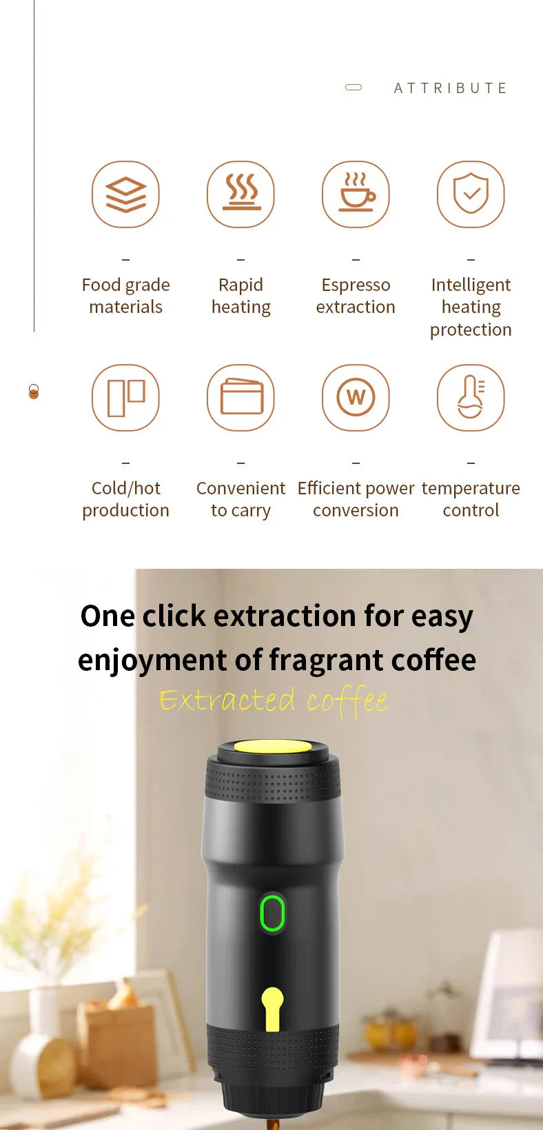 White 3-in-1 Portable Electric Espresso Maker - Rechargeable Travel Coffee Machine for Capsules & Ground Coffee - Mekamart Australia