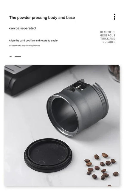 Silver Round Professional Aluminum Espresso Tamping Station - Adjustable Portafilter Holder Stand - Mekamart Australia