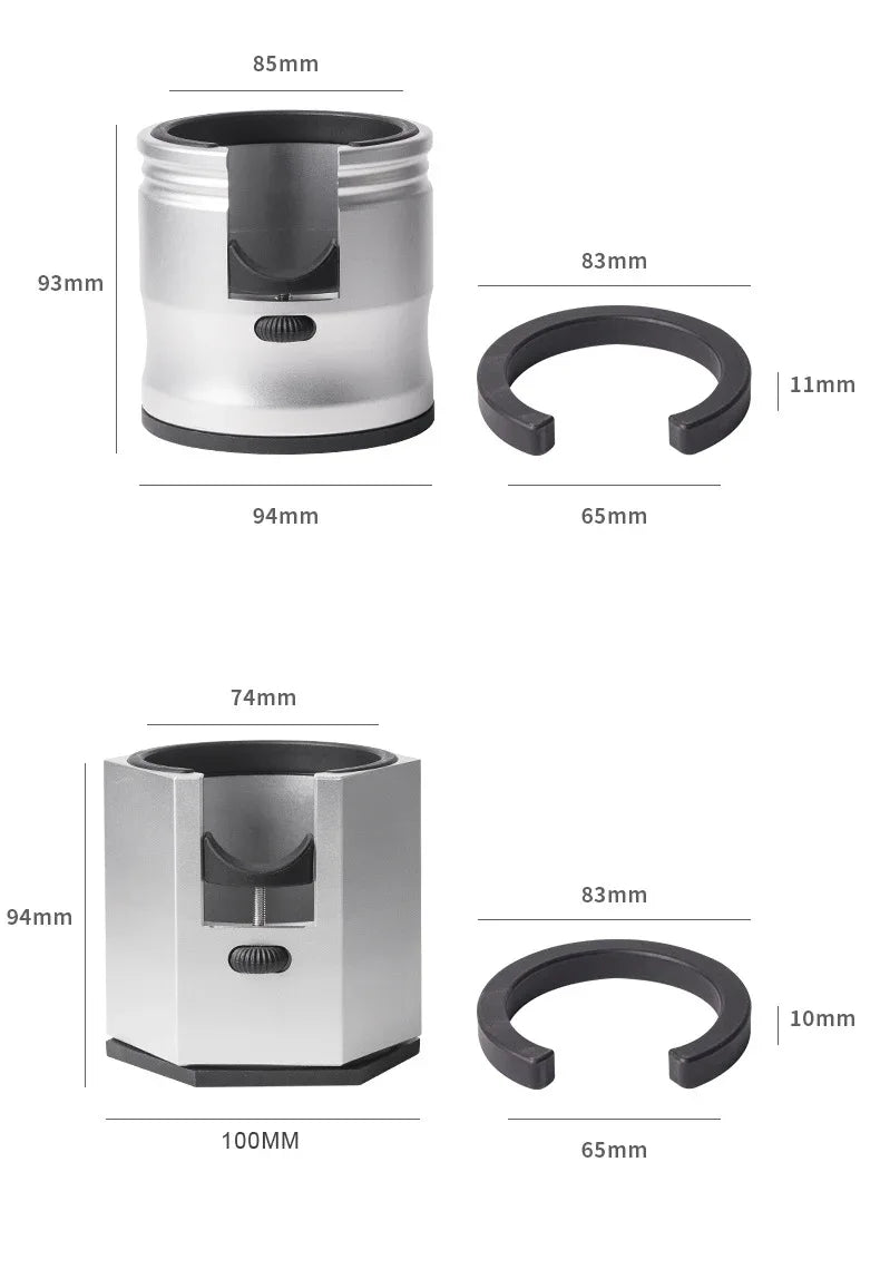 Dark Grey Round Professional Aluminum Espresso Tamping Station - Adjustable Portafilter Holder Stand - Mekamart Australia