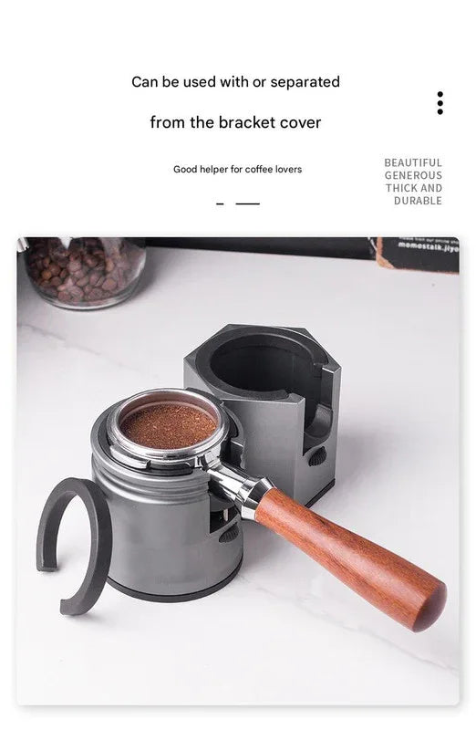 Dark Grey Round Professional Aluminum Espresso Tamping Station - Adjustable Portafilter Holder Stand - Mekamart Australia