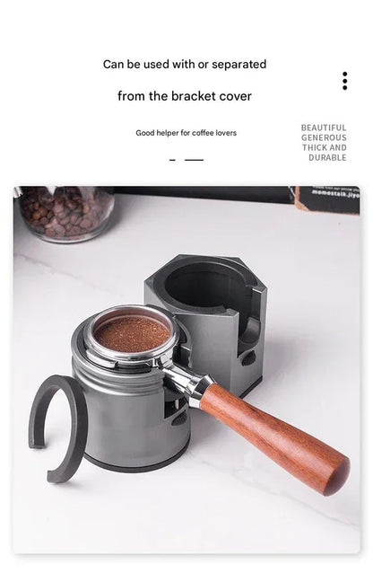 Dark Grey Round Professional Aluminum Espresso Tamping Station - Adjustable Portafilter Holder Stand - Mekamart Australia