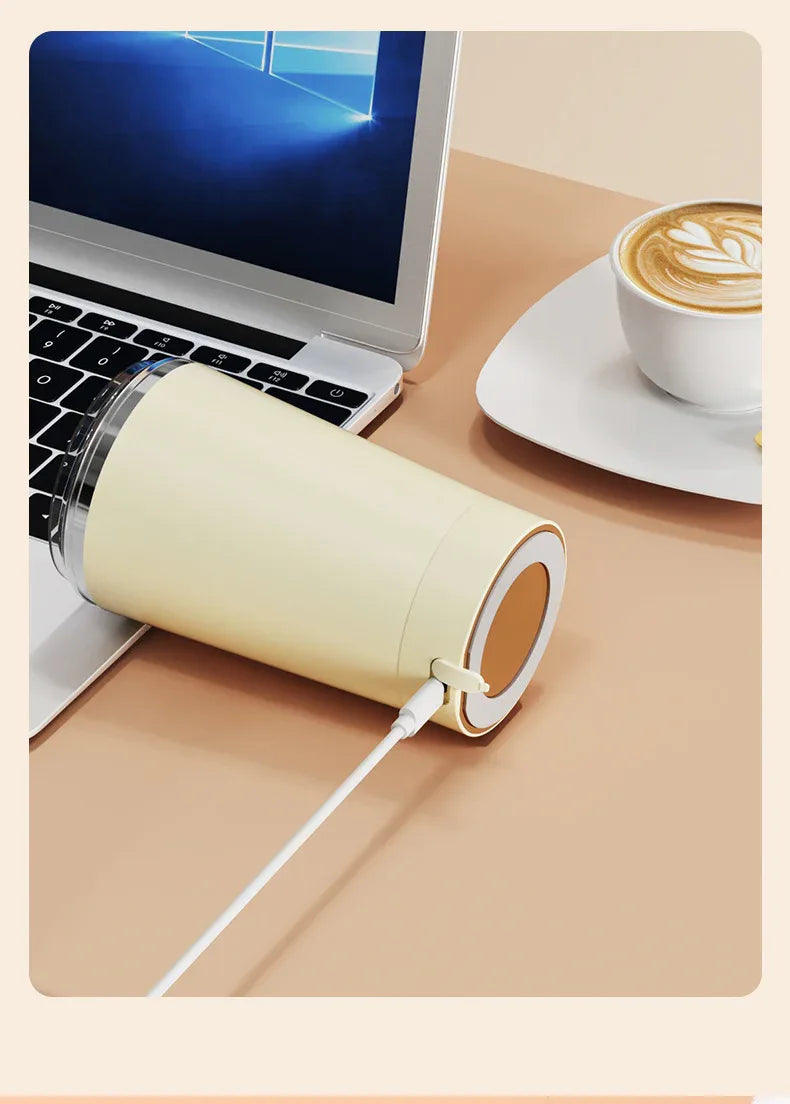 Dark Blue 316 Stainless Steel Rechargeable Electric Self-Stirring Mug - 420ml Automatic Mixing Cup with Magnetic Rotor - Mekamart Australia