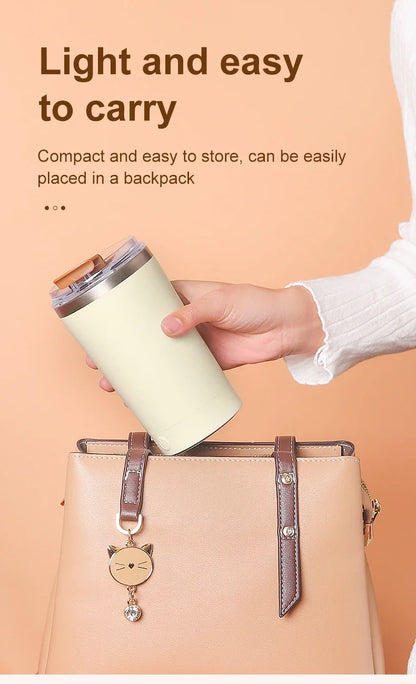 Dark Blue 316 Stainless Steel Rechargeable Electric Self-Stirring Mug - 420ml Automatic Mixing Cup with Magnetic Rotor - Mekamart Australia