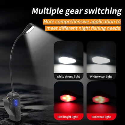 LED Sensor Clip-On Book Light - USB Rechargeable Multifunctional Work Light for Night Fishing and Reading - Mekamart Australia