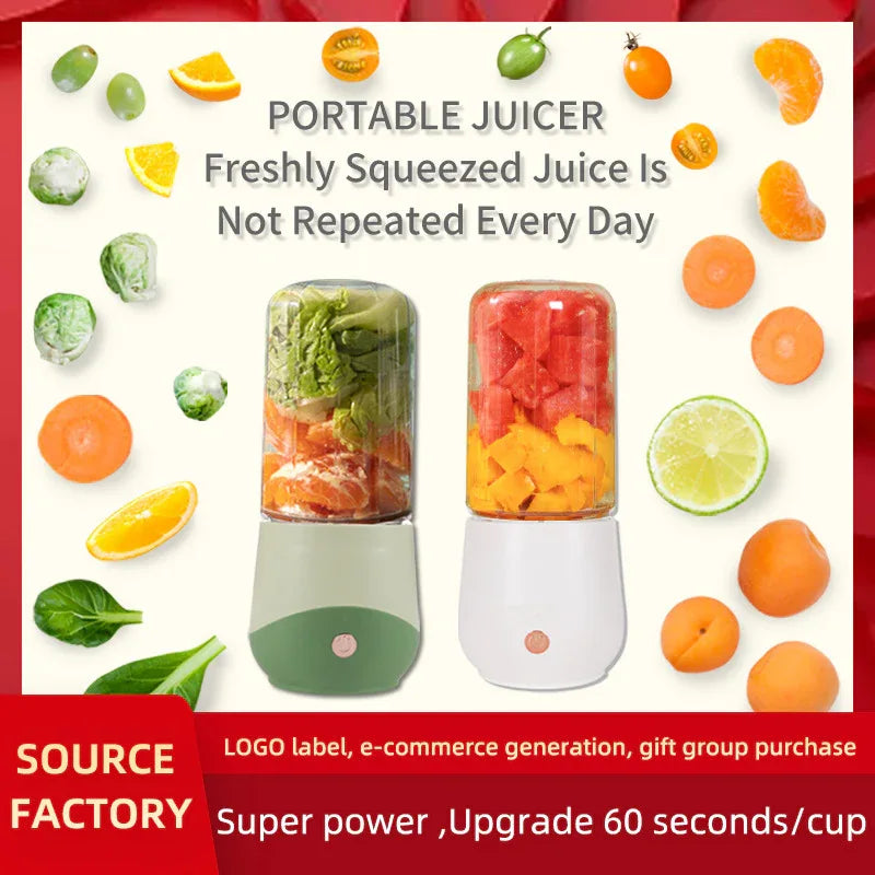Purple Compact Portable Blender - USB Rechargeable Mini Juicer Cup with 4 Blades - Mekamart Australia