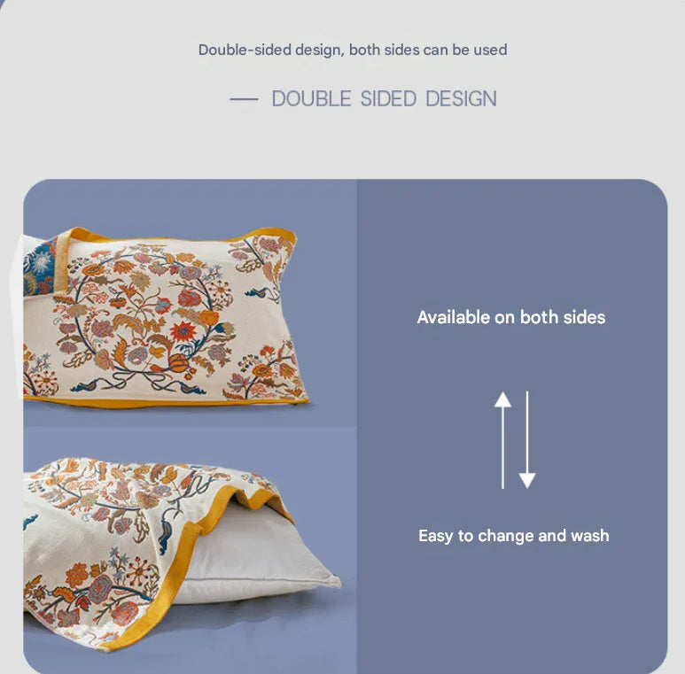 Single Beige Fontainebleau Pillow Towel Premium Cotton Gauze Pillow Towel Pair - Simple Nordic Style (52x75cm) - Mekamart Australia