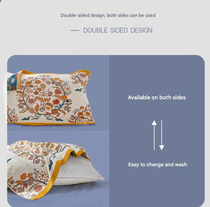 Single Blue Fontainebleau Pillow Towel Premium Cotton Gauze Pillow Towel Pair - Simple Nordic Style (52x75cm) - Mekamart Australia