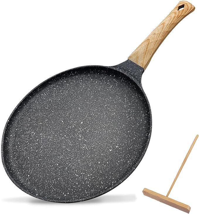 Grey 20cm Non-Stick Crepe Pan - Versatile Flat Skillet for Pancakes, Omelettes & Tortillas - Mekamart Australia