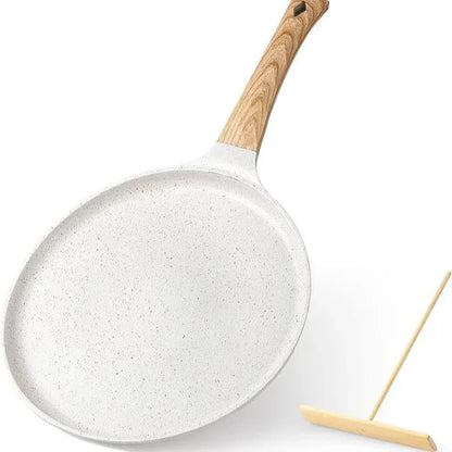White 24cm Non-Stick Crepe Pan - Versatile Flat Skillet for Pancakes, Omelettes & Tortillas - Mekamart Australia