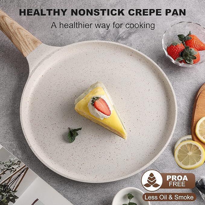 Grey 24cm Non-Stick Crepe Pan - Versatile Flat Skillet for Pancakes, Omelettes & Tortillas - Mekamart Australia