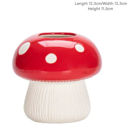 Middle Size Red Whimsical Ceramic Mushroom Vase - Decorative Floral & Hydroponic Planter - Mekamart Australia