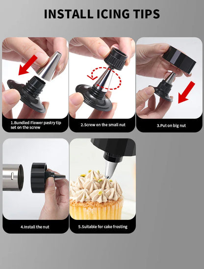 Black Deluxe Cookie Press & Icing Gun Set - 13 Discs & Multiple Nozzles for Baking & Decorating - Mekamart Australia