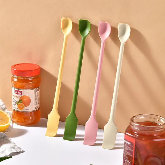 12-Piece Double-Ended Silicone Spatula & Jar Scraper Set - 4 Colors (Yellow, Green, Pink, White) - Mekamart Australia