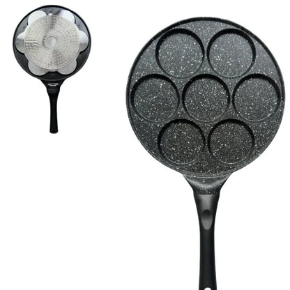 Black Flat 7-hole Versatile Non-Stick Frying Pan (27cm) - Induction Ready Skillet for Everyday Cooking - Mekamart Australia