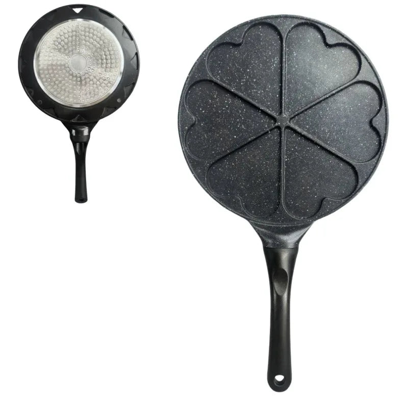 Black Heart Six Hole Versatile Non-Stick Frying Pan (27cm) - Induction Ready Skillet for Everyday Cooking - Mekamart Australia