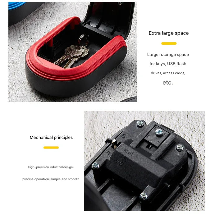 Black 3PCS Wall Mount Plastic Combination Key Lock Box - Secure Key Safe Storage Box - Mekamart Australia