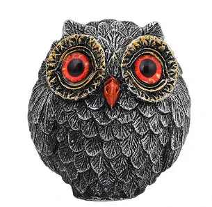 3Pcs Red Small Decorative Resin Owl Figurine - Textured Statue with Blue Eyes - Mekamart Australia