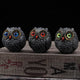 Set of Three Groups of Three Colors Small Decorative Resin Owl Figurine - Textured Statue with Blue Eyes(Blue, Green, Red) - Mekamart Australia