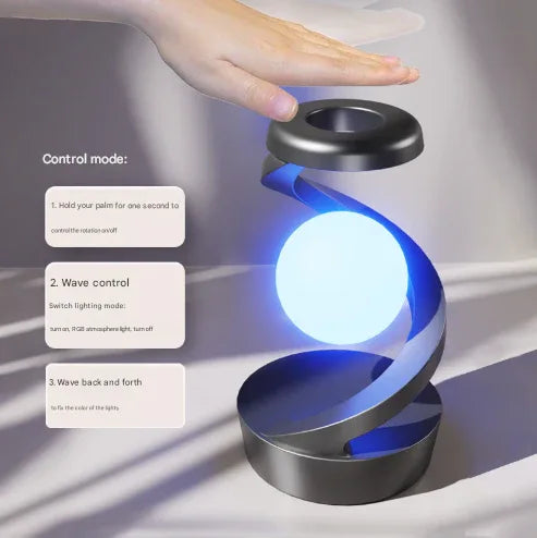 Grey-Black Modern Levitating LED Desk Lamp with Wireless Phone Charger - Spiral Design Atmosphere Light - Mekamart Australia