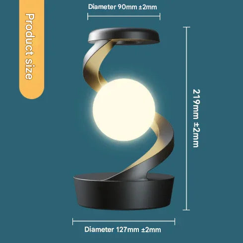 Grey-Black Modern Levitating LED Desk Lamp with Wireless Phone Charger - Spiral Design Atmosphere Light - Mekamart Australia