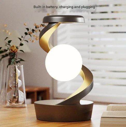 Grey-Black Modern Levitating LED Desk Lamp with Wireless Phone Charger - Spiral Design Atmosphere Light - Mekamart Australia