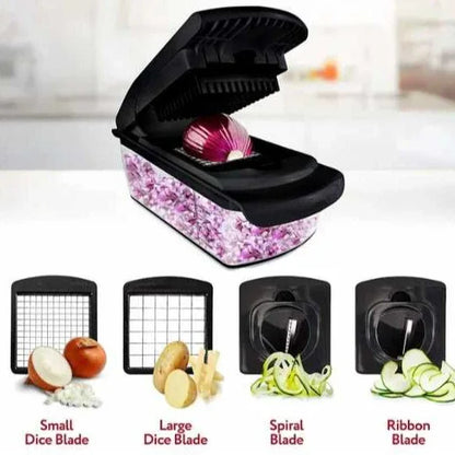 18-Piece Multi-Function Vegetable Chopper, Rotary Grater, Spiralizer and Slicer for Home Kitchen (White and green) - Mekamart Australia
