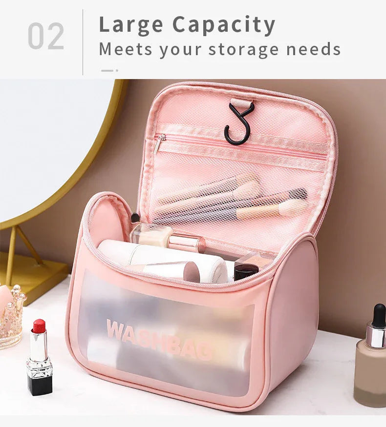 PVC Transparent Cosmetic Bag,Waterproof Portable Travel Organizer with Handle(white) - Mekamart Australia