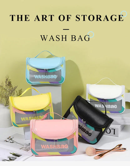 PVC Transparent Cosmetic Bag,Waterproof Portable Travel Organizer with Handle(Green) - Mekamart Australia
