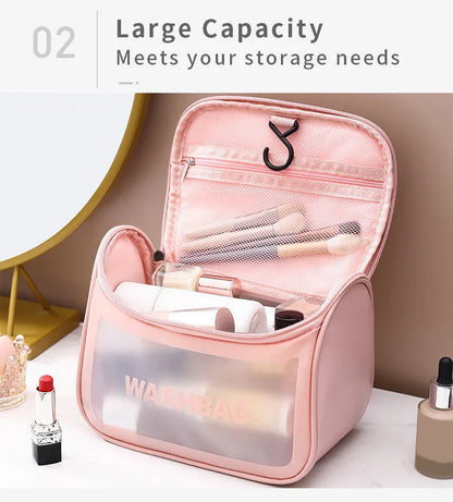 PVC Transparent Cosmetic Bag,Waterproof Portable Travel Organizer with Handle(Yellow) - Mekamart Australia