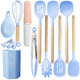 Blue 12-Piece Silicone Cooking Utensil Set - Non-Stick Food-Grade Kitchen Tools with Holder - Mekamart Australia