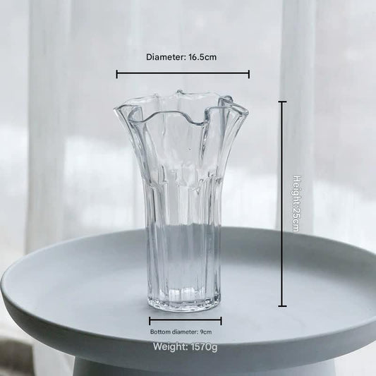 Nordic-Style Glass Vase - Elegant Fluted Flower Vase for Home Decor(Transparent) - Mekamart Australia