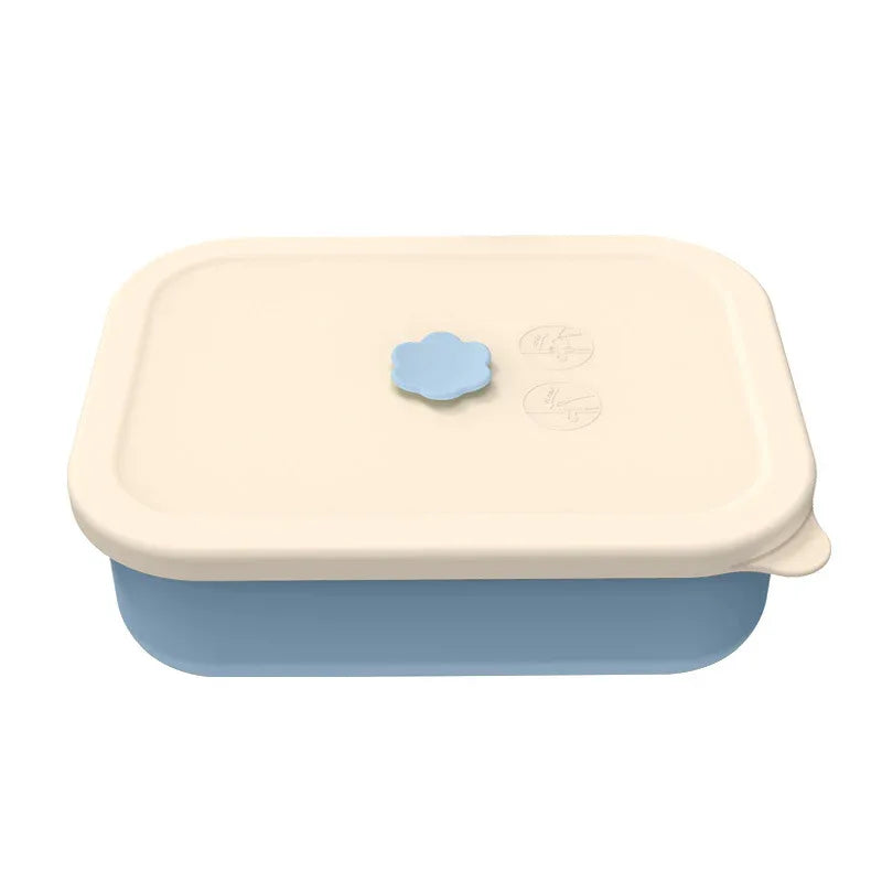 Light blue Microwave-Safe Silicone Lunch Box with 4 Compartments - Airtight Bento Box for Work and Travel - Mekamart Australia