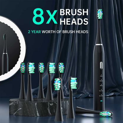 Advanced Electric Toothbrush with 5 Modes and 8 Brush Heads(Pink) - Mekamart Australia