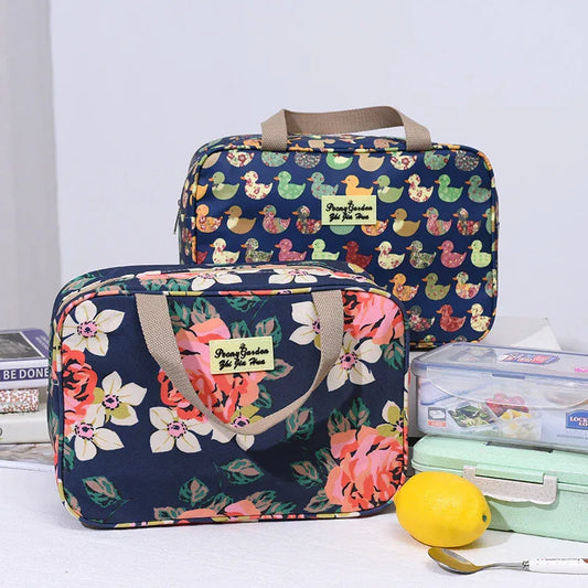 Versatile Portable Handled Bag - Durable Waterproof Fabric, Ideal for Toiletries, Lunch & Travel(Blue elephant) - Mekamart Australia