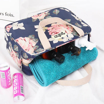 Versatile Portable Handled Bag - Durable Waterproof Fabric, Ideal for Toiletries, Lunch & Travel(Blue elephant) - Mekamart Australia