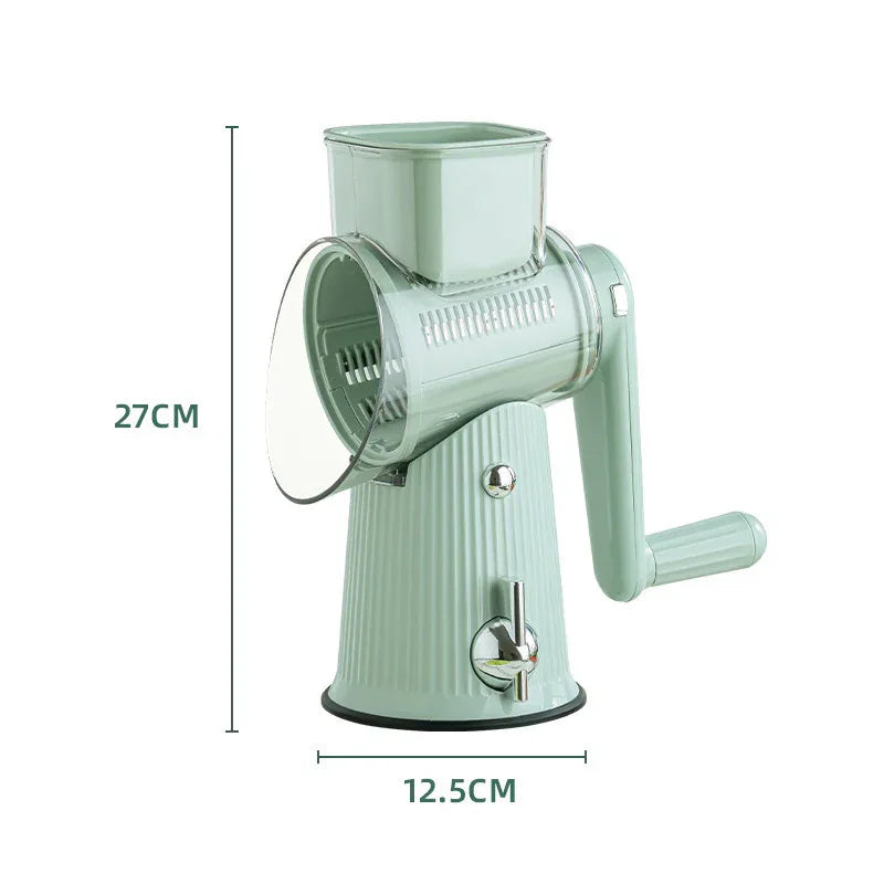 Multi-Function Rotary Vegetable Slicer & Grater - 5 Blade Types (10 Pcs Total) with Storage Box-green - Mekamart Australia