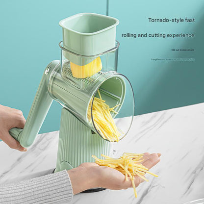Multi-Function Rotary Vegetable Slicer & Grater - 5 Blade Types (10 Pcs Total) with Storage Box-green - Mekamart Australia